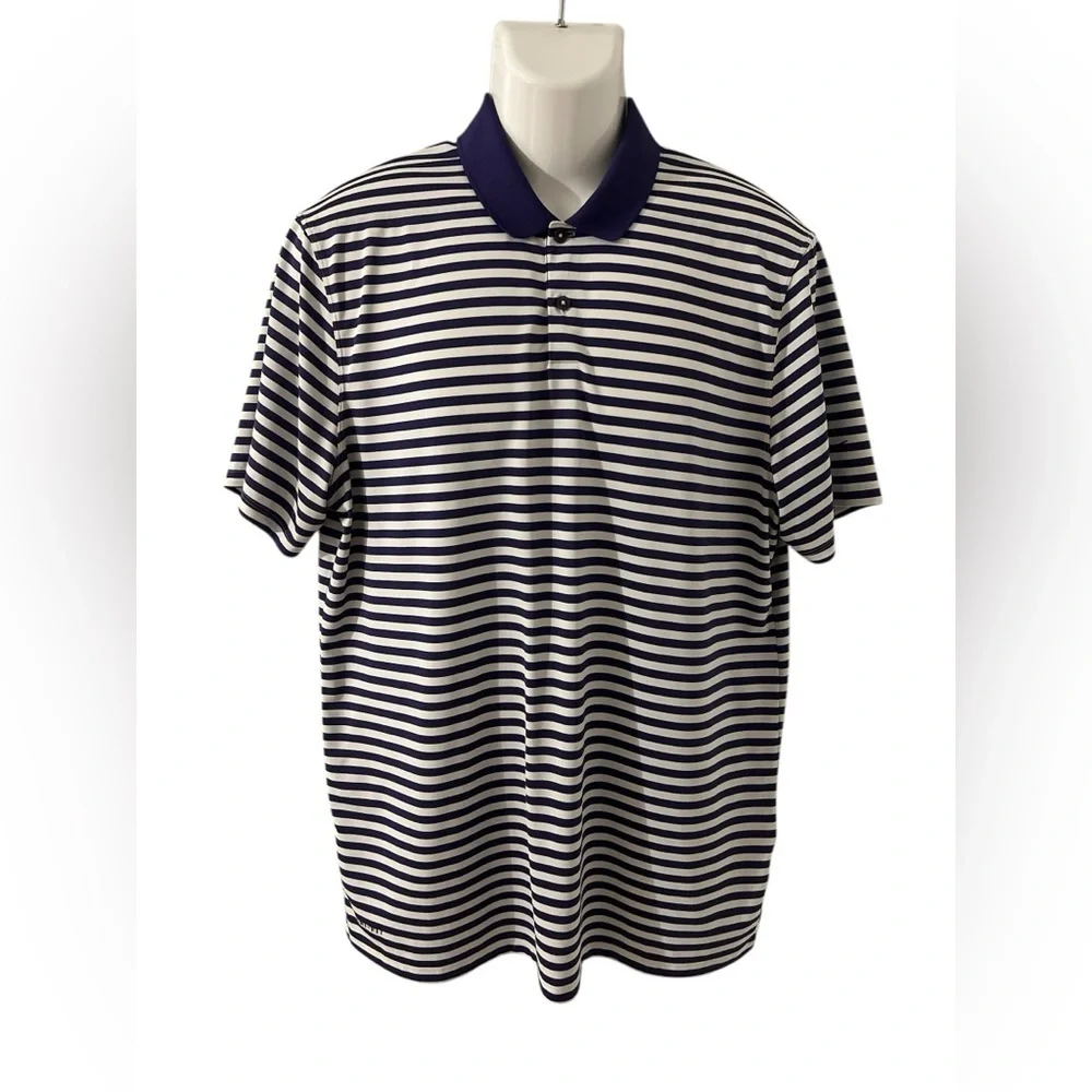 Nike Dri-Fit Purple and White Striped Polo Shirt. SZ/ L